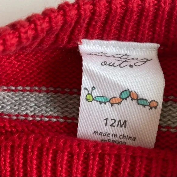 Baby Boy’s Starting Out Red Deer Christmas Holiday Soft Cotton Sweater 12 Months - Picture 9 of 9